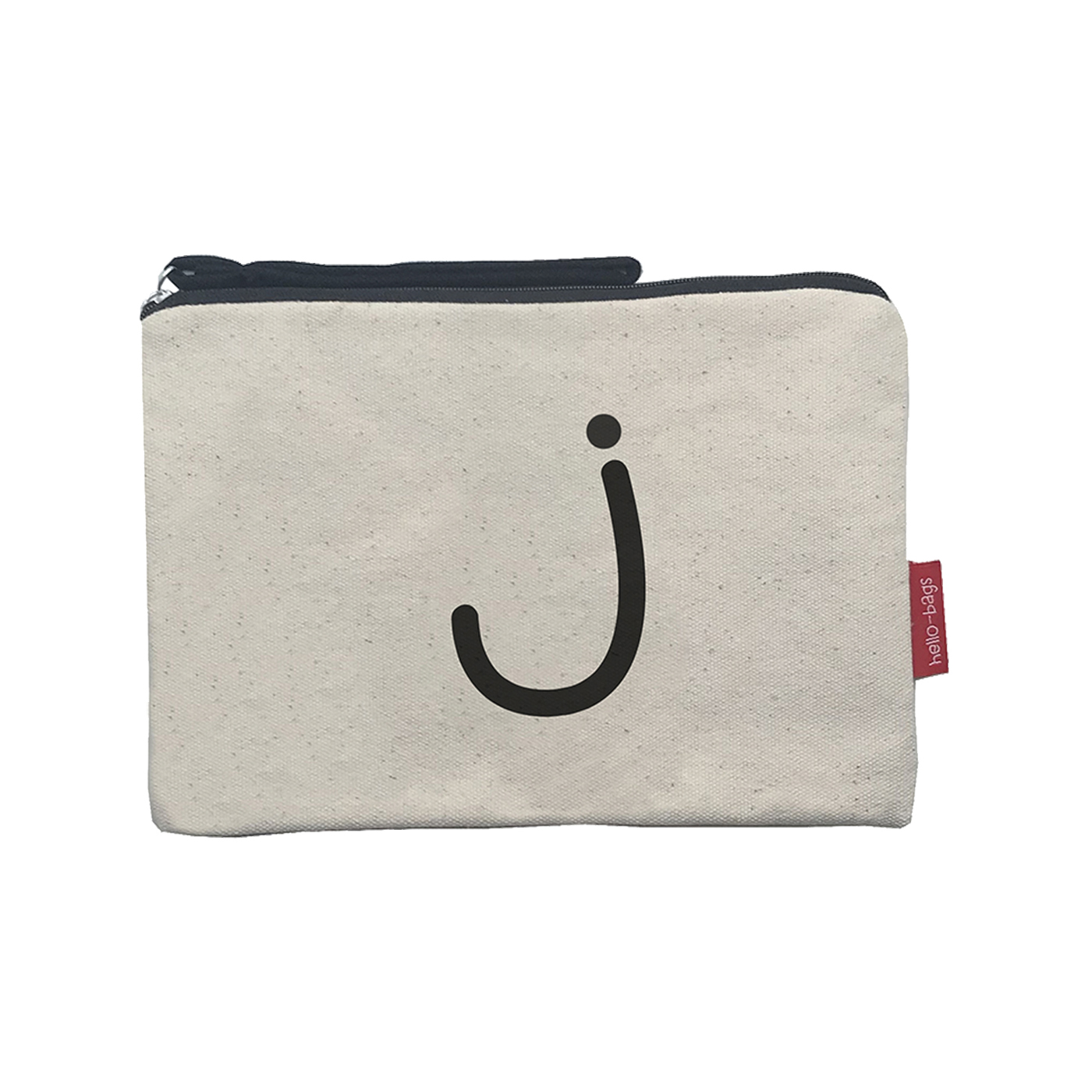 Hello-Bags. Bolso Neceser / Cartera de Mano con cremallera y forro interior. Exterior: Algodón 100%. Incluye sobre kraft de regalo. Modelo J. Color: Crudo / Negro. 23x15,5 cm.