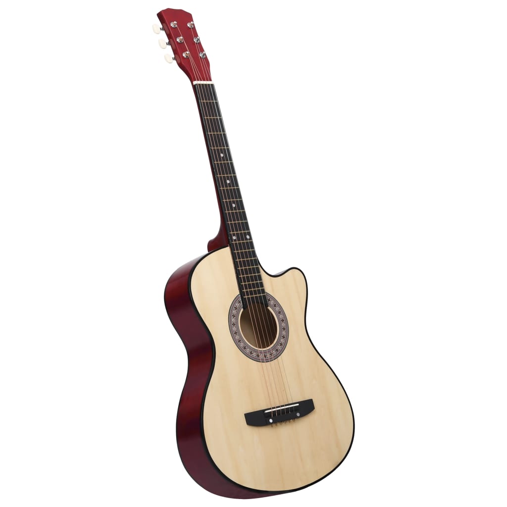 vidaXL Madera Tilo Guitarra Acústica Occidental Cutaway 6 Cuerdas 38" Musical Color Marrón claro,  Azul,  Negro y mas