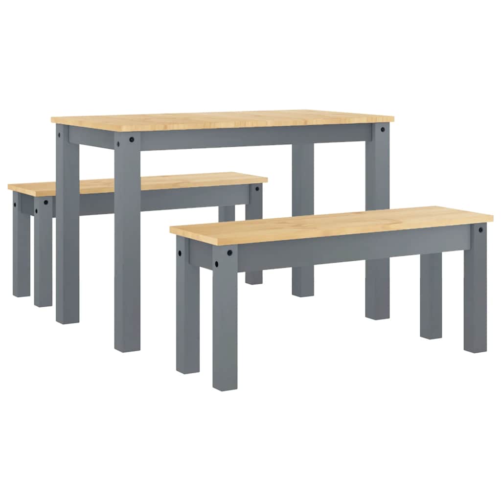 vidaXL Juego de comedor Panama 3 pzas madera maciza de pino gris