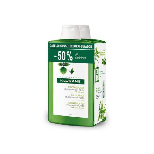 KLORANE DUPLO CHAMPU ORTIGA SEBORREGULADOR 2 X 400 ML - SEGUNDA UNIDAD AL 50%