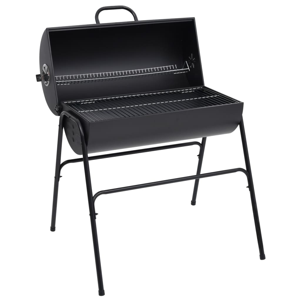 vidaXL Parrilla barril 2 rejillas de cocción negro acero 80x95x90 cm