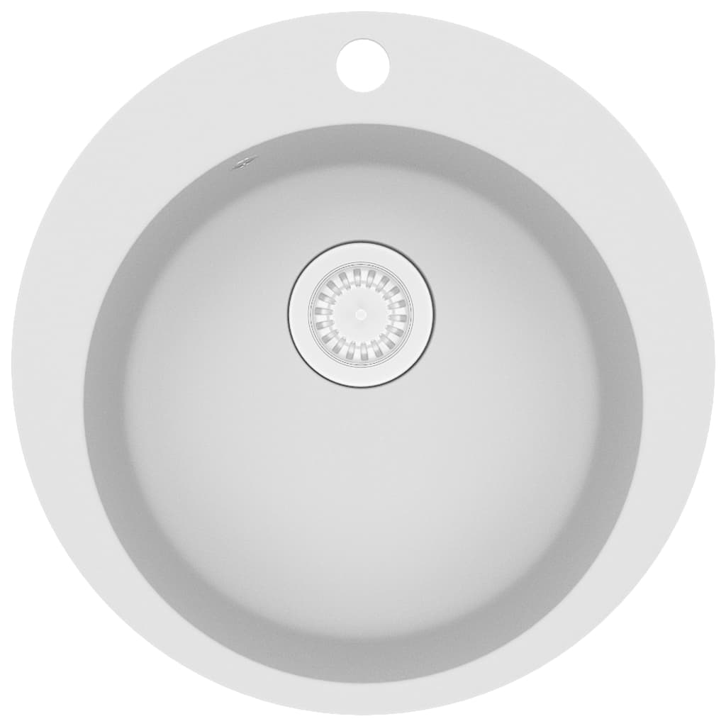 vidaXL Fregadero de Cocina de Granito con un Seno Redondo Lavabo Grifos Color Beige,  Blanco,  Gris y mas