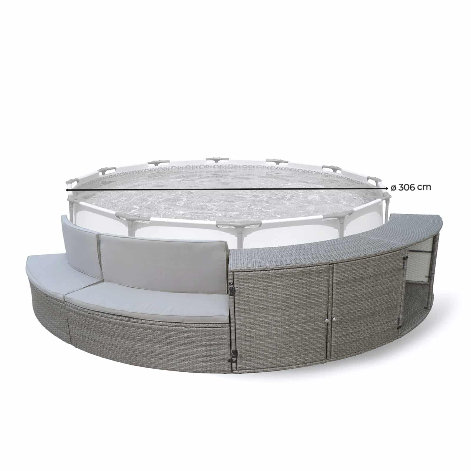 K2O Revestimiento para Piscina  K2O  Half Surround 306 306x40x70 cm Set Semicircular de 4 piezas Bancos y Almacenamiento