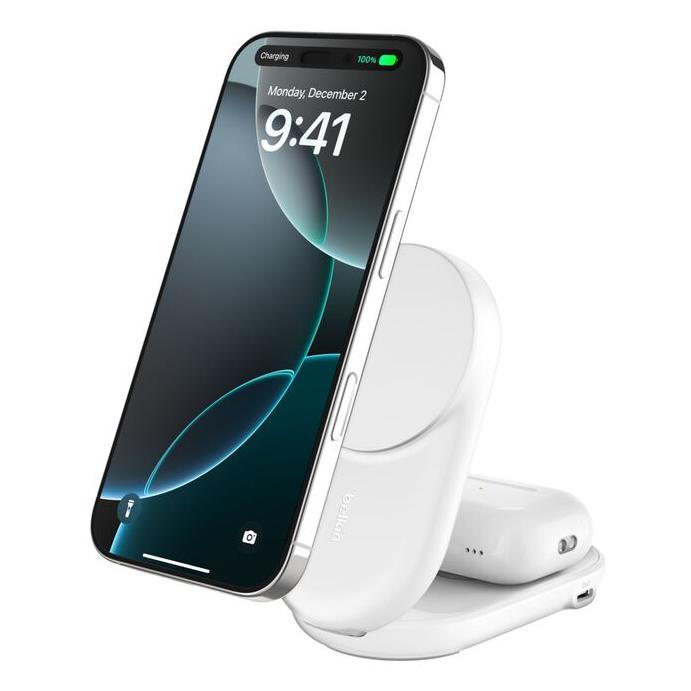Belkin Qi2 Fitness tracker, Auriculares, Smartphone, Reloj inteligente Blanco USB Cargador inalámbrico Carga rápida Interior