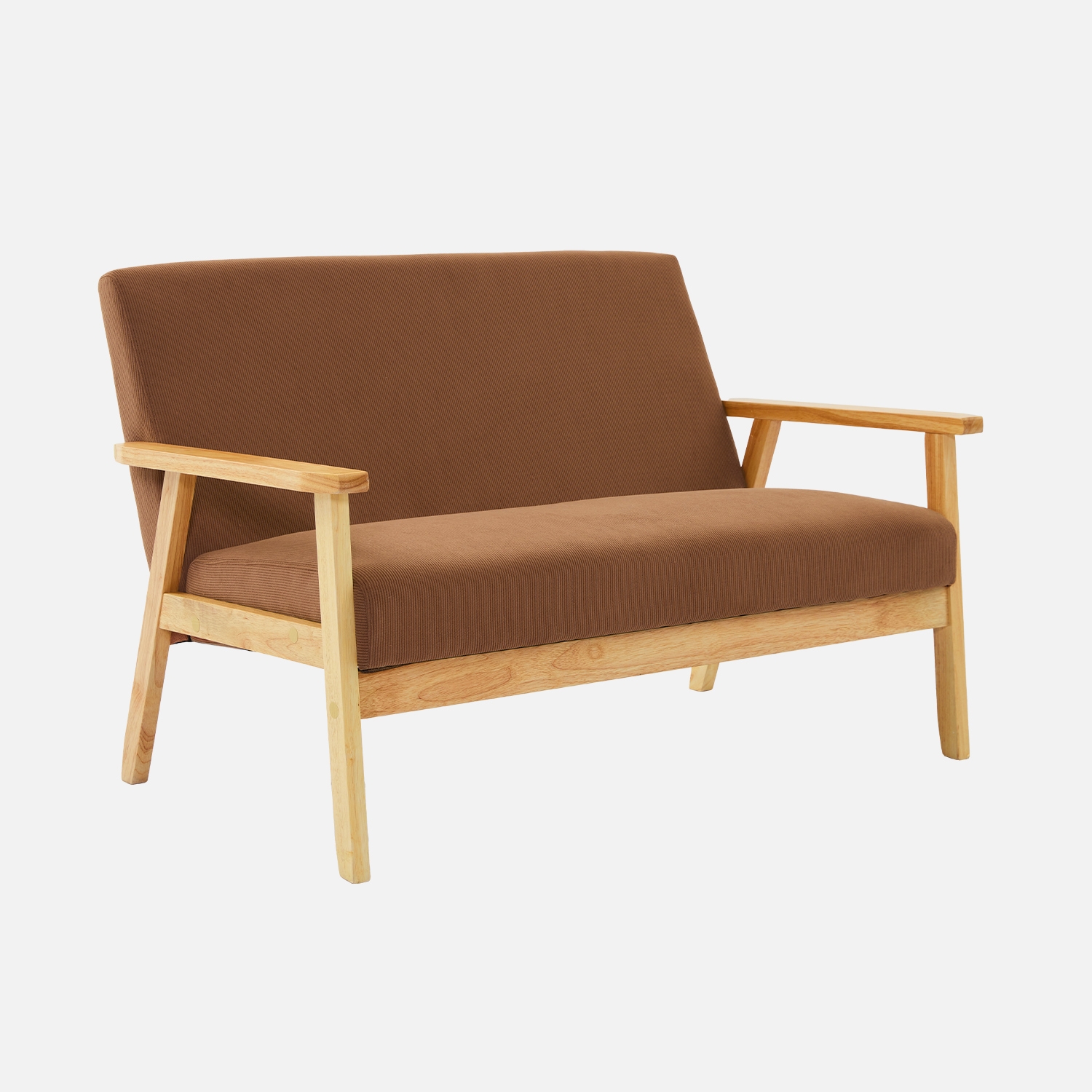 sweeek - Sofá-banco de pana con patas de madera,  2 plazas , Isak pana , 114x69x73