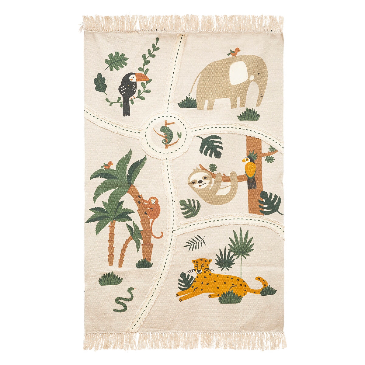 Alfombra infantil Con Estampado de Jungla y Animales algodón - Medida 100x150 cm - Atmosphera créateur d'intérieur