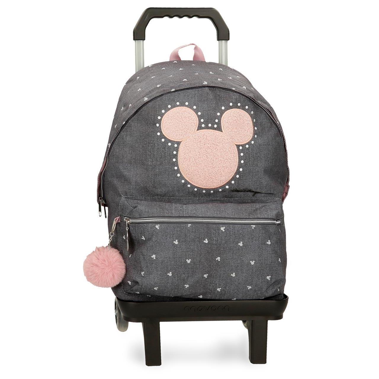 Mochila escolar con carro Disney Mickey studs negro