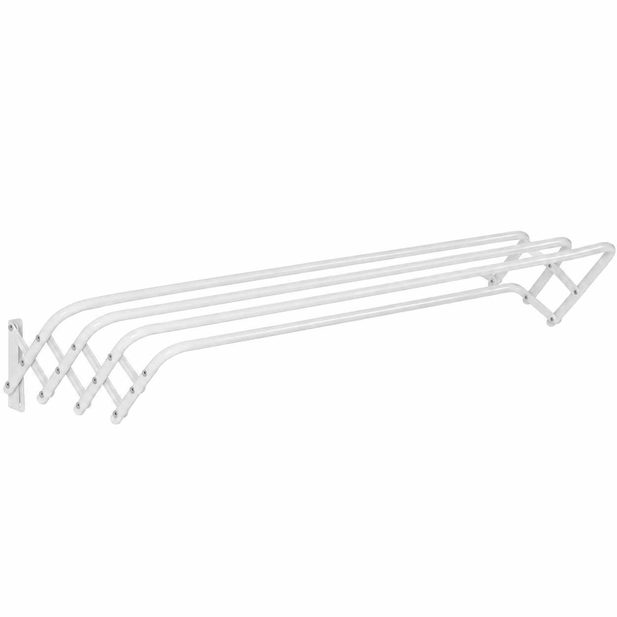 Tendedero Extensible Pared 60/80/100/120cm, Tendedero Plegable de Pared de Interior o Exterior de Acero Blanco, Tendedero Extensible de 5 barras.