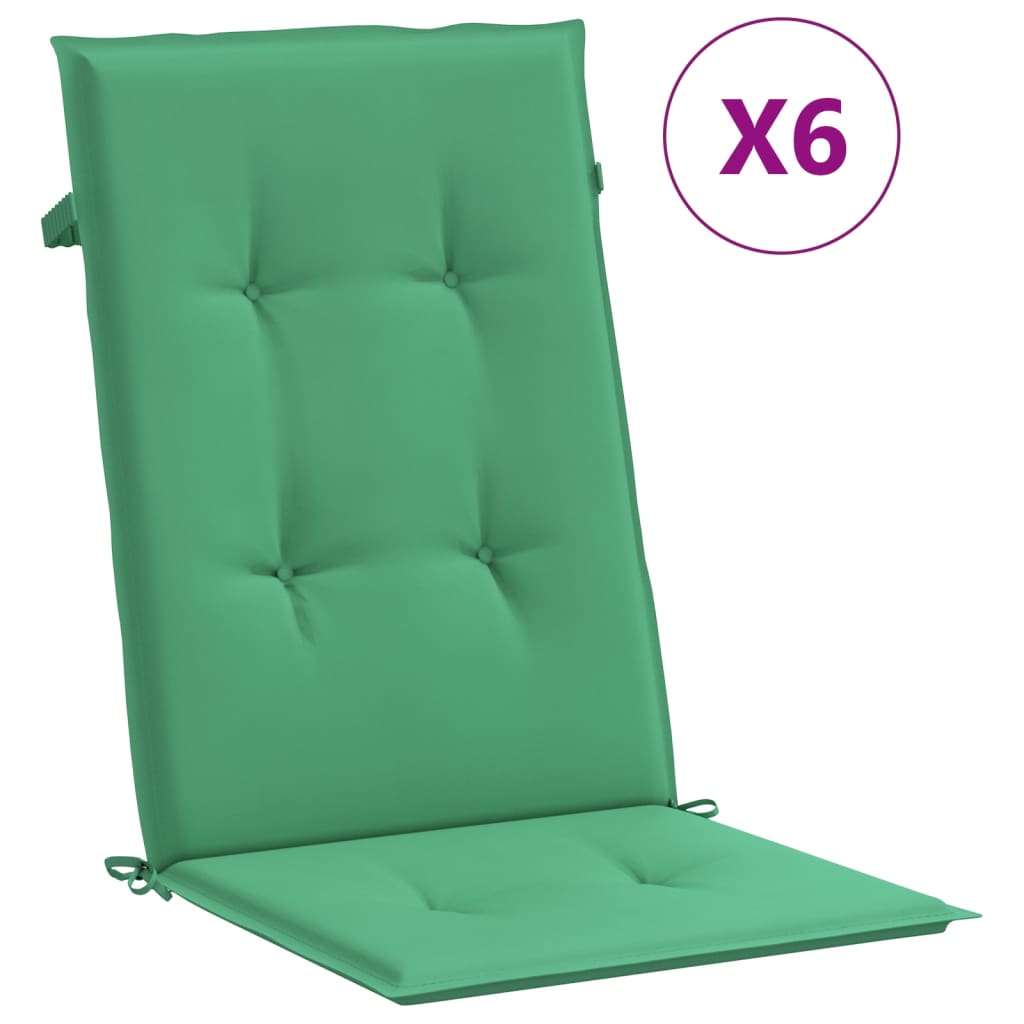 Vidaxl Cojines de Silla de Respaldo Alto 6 Uds 120x50x3 Cm - Color Azul, Verde Brillante - Cojín Decorativo de Asiento