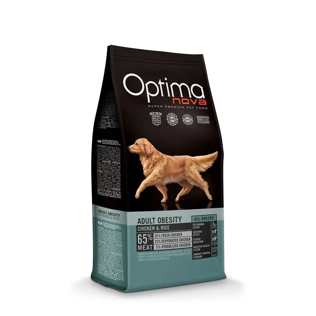 Optima nova obesity de pollo y arroz para perros con sobrepeso 12kg