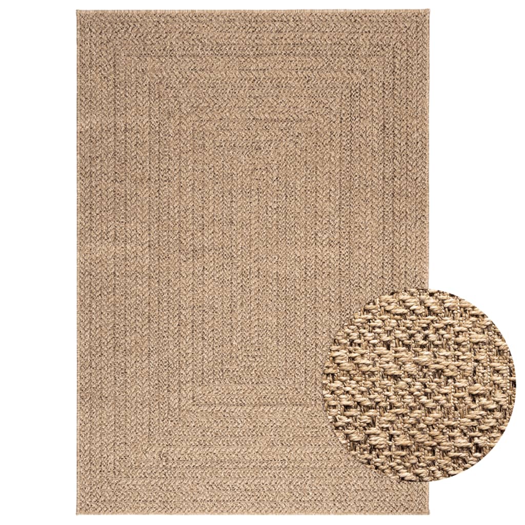 Vidaxl Alfombra ZIZUR Apariencia de Yute Interior y Exterior 140x200cm Estampado Rectangular