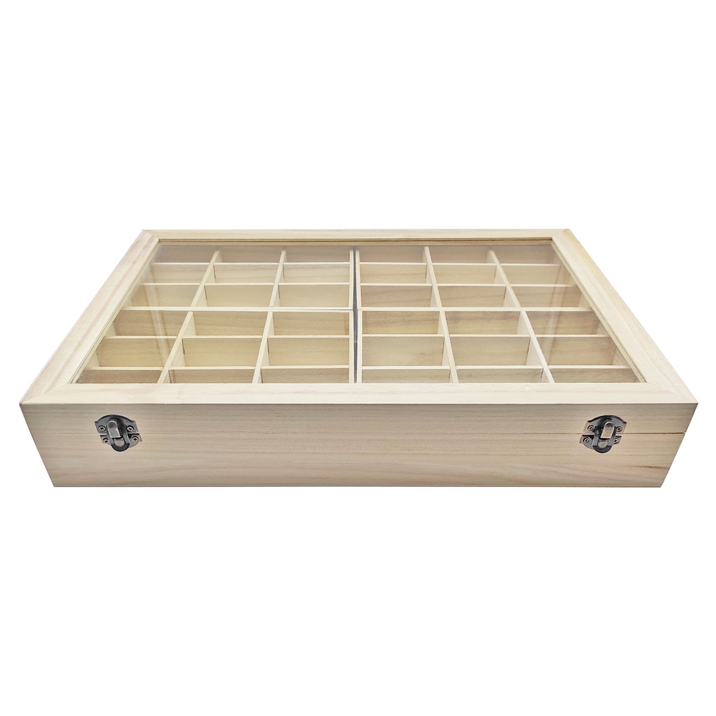 Tradineur - Caja de madera alargada con cierre metálico, madera natural,  almacenaje joyas, manualidades, decoración - 19,8 x 6,3