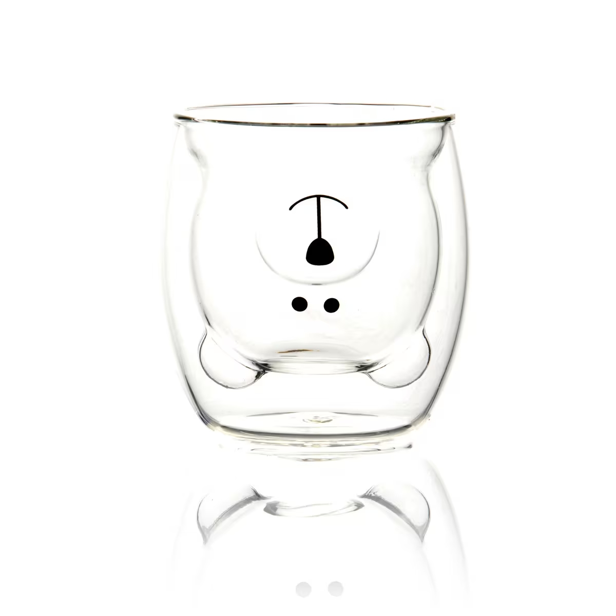 Vaso de doble pared de cristal. Capacidad: 250 ml. Diseño de oso.