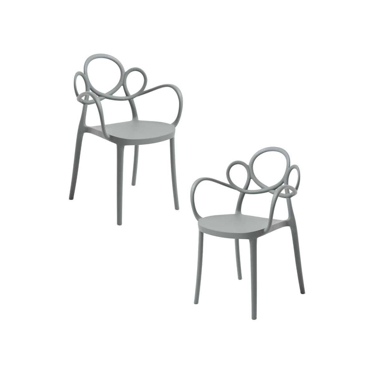 Regalos Miguel - Packs Sillas Jardín - Pack 2 Sillas Sky con Reposabrazos - Gris oscuro