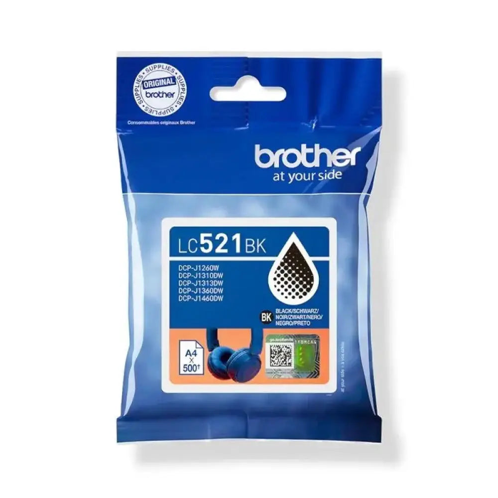 Cartucho de tinta Brother LC521BK Negro 500 páginas Pack individual