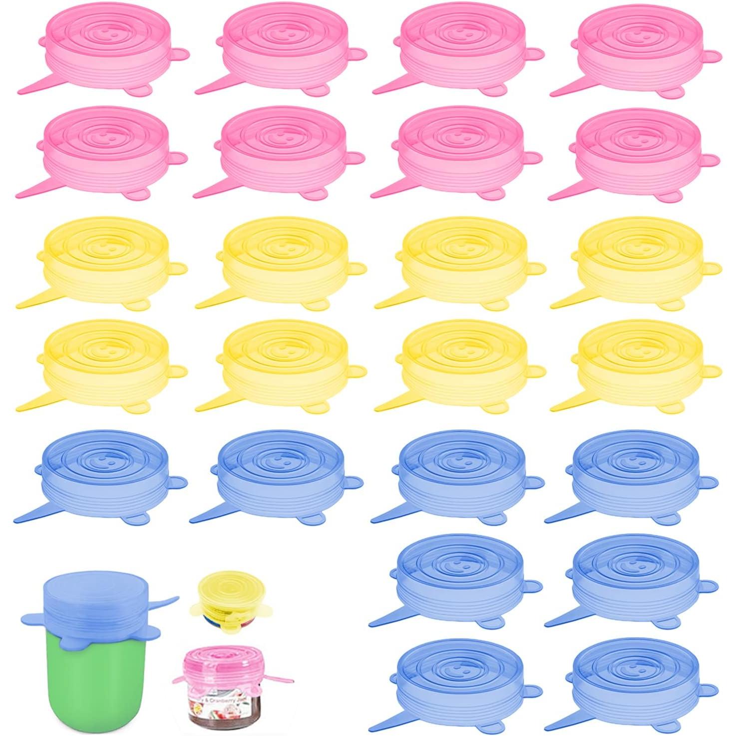 Tapas silicona ajustables cocina 18 uds redondas diferentes tamaños  reutilizables ecologicas sin BPA Lavado a lavavajillas tapas de silicona  elásticas tapa silicona ajustable tapa refrescos lata : : Hogar y  cocina