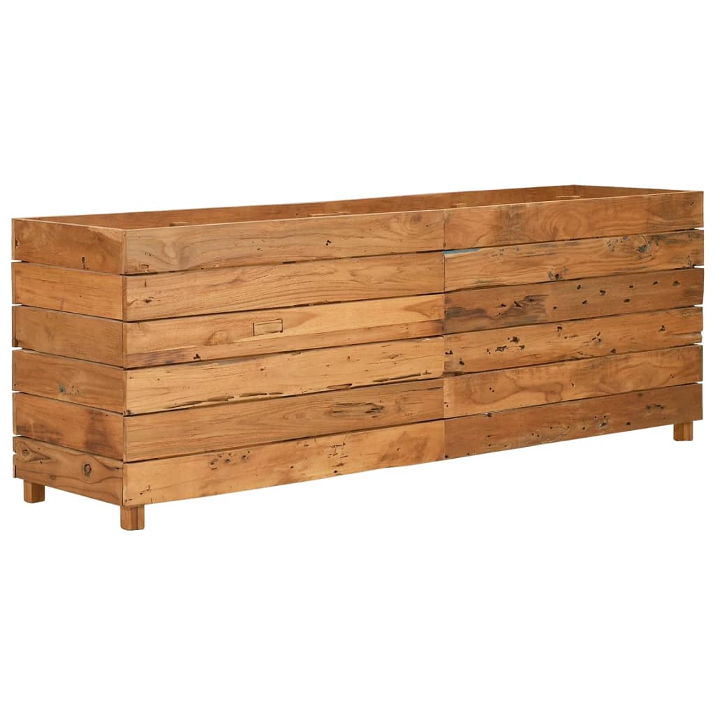 Vidaxl Arriate Elevado de Madera de Teca Reciclada y Acero - 50 X 40 X 38 Cm