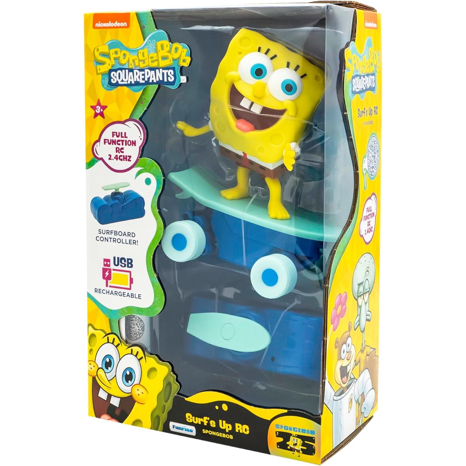 Bob Esponja | Vehículo Teledirigido Surf – Mando en Forma de Tabla – Figura Oficial – Juguete Infantil 5+ (Funrise 71156)