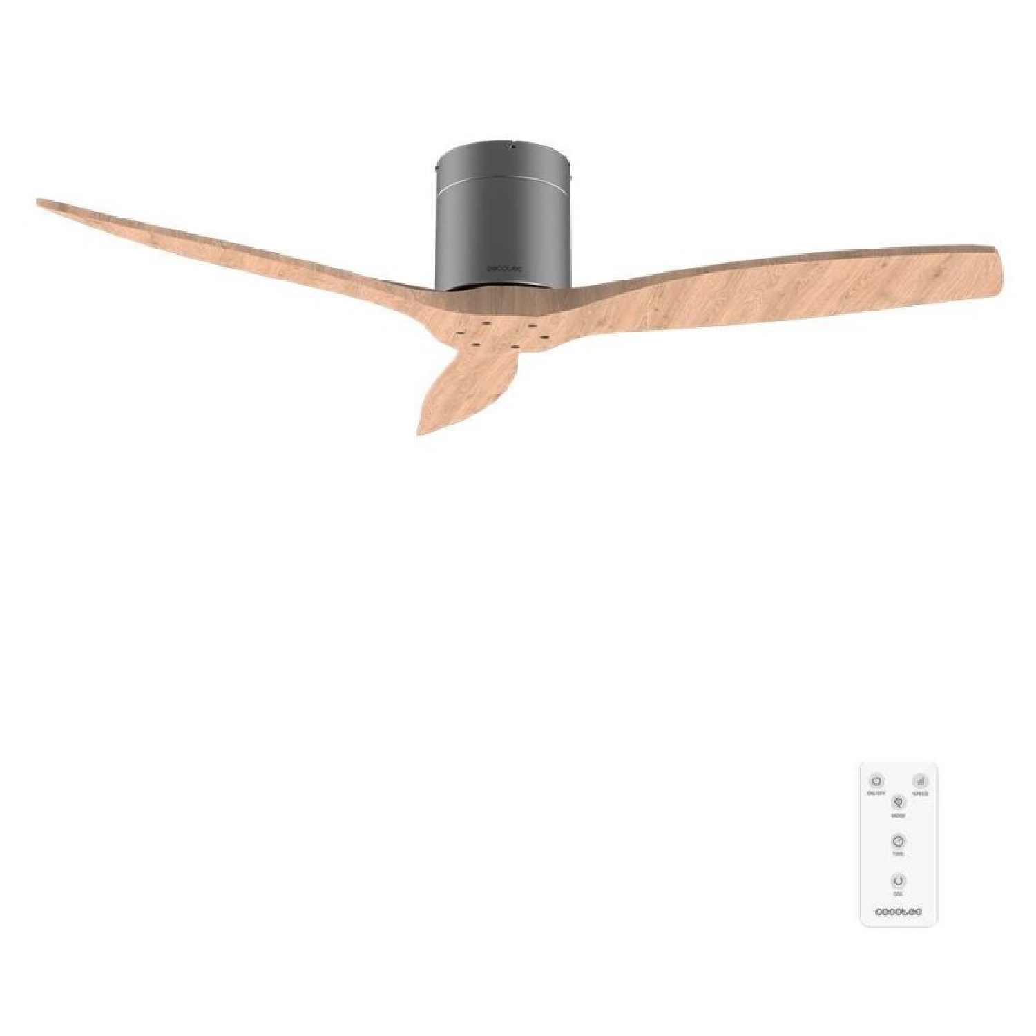 Cecotec Ventilador de Techo con Mando a Distancia de 52" EnergySilence Aero 5400 Classic Iron&LightWood. Motor DC 40W, 3 Aspas