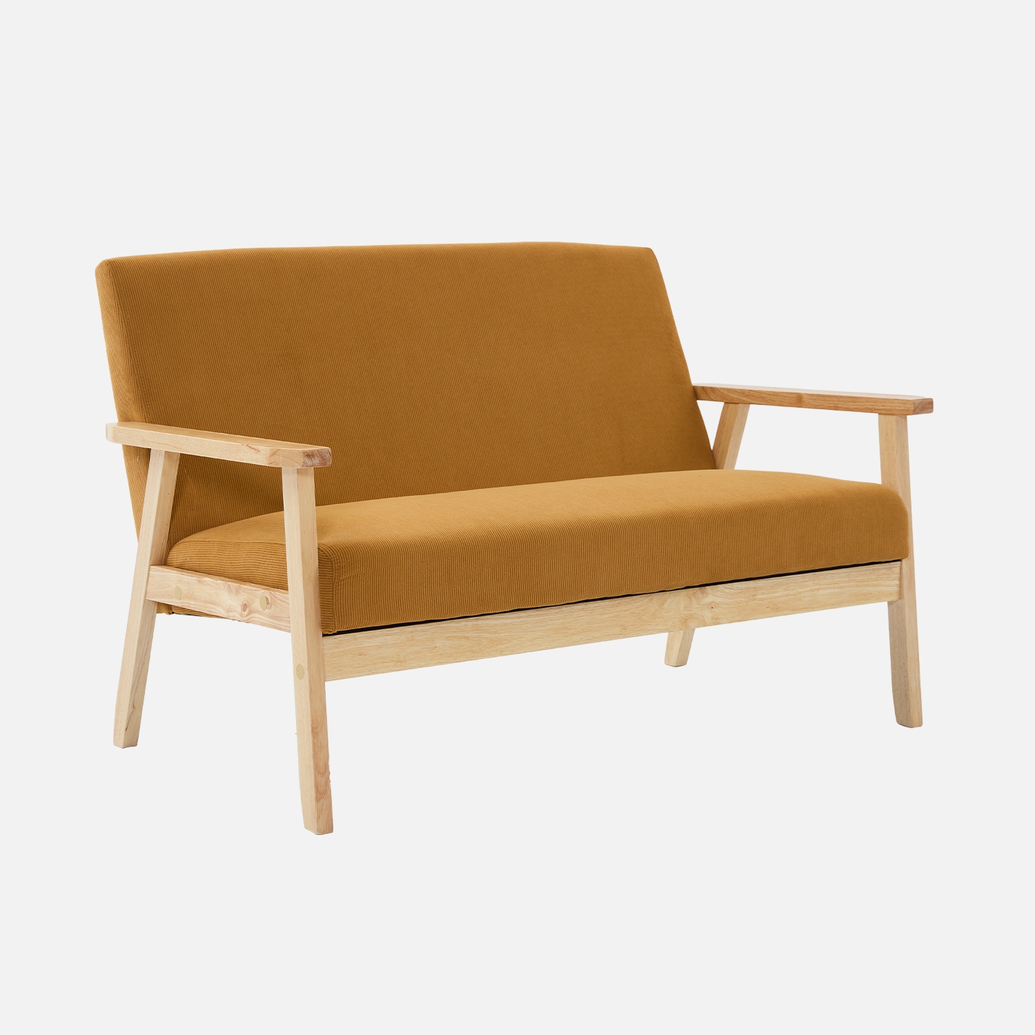 sweeek - Sofá-banco de pana con patas de madera,  2 plazas , Isak pana , 114x69x73