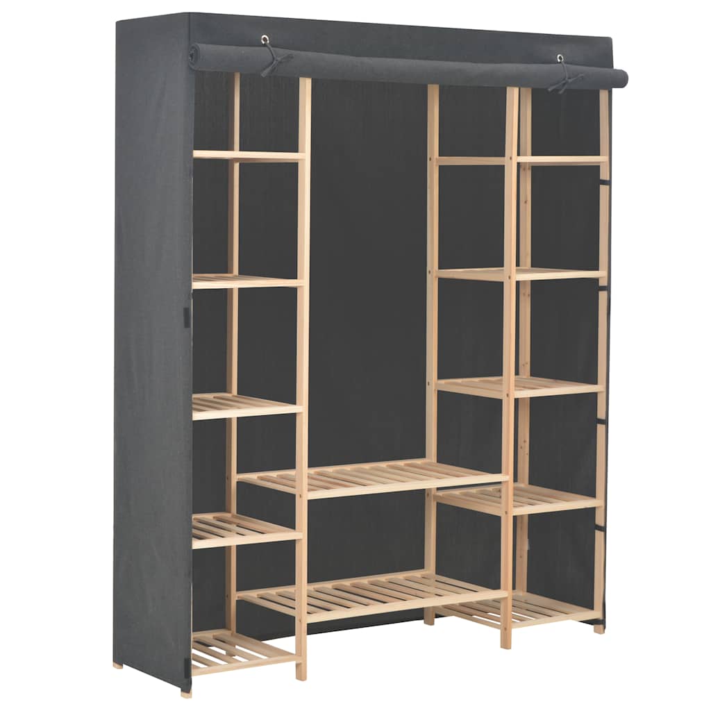 vidaXL Armario de tela 135x40x170 cm en color Blanco/Gris | almacenamiento funcional diseño moderno para baño dormitorio sala