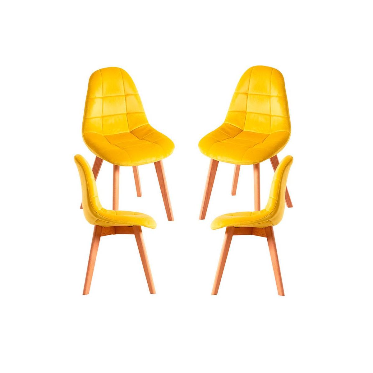 Regalos Miguel - Packs Sillas Comedor - Pack 4 Sillas Kelen Terciopelo - Amarillo