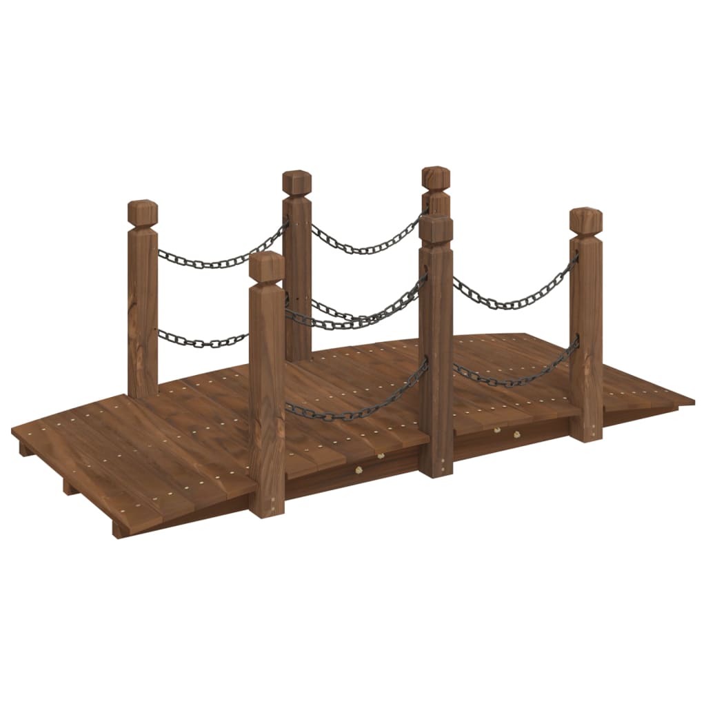 vidaXL Puente de jardín con cadenas madera maciza abeto 150x67x56cm Color Marrón oscuro, Natural, y mas