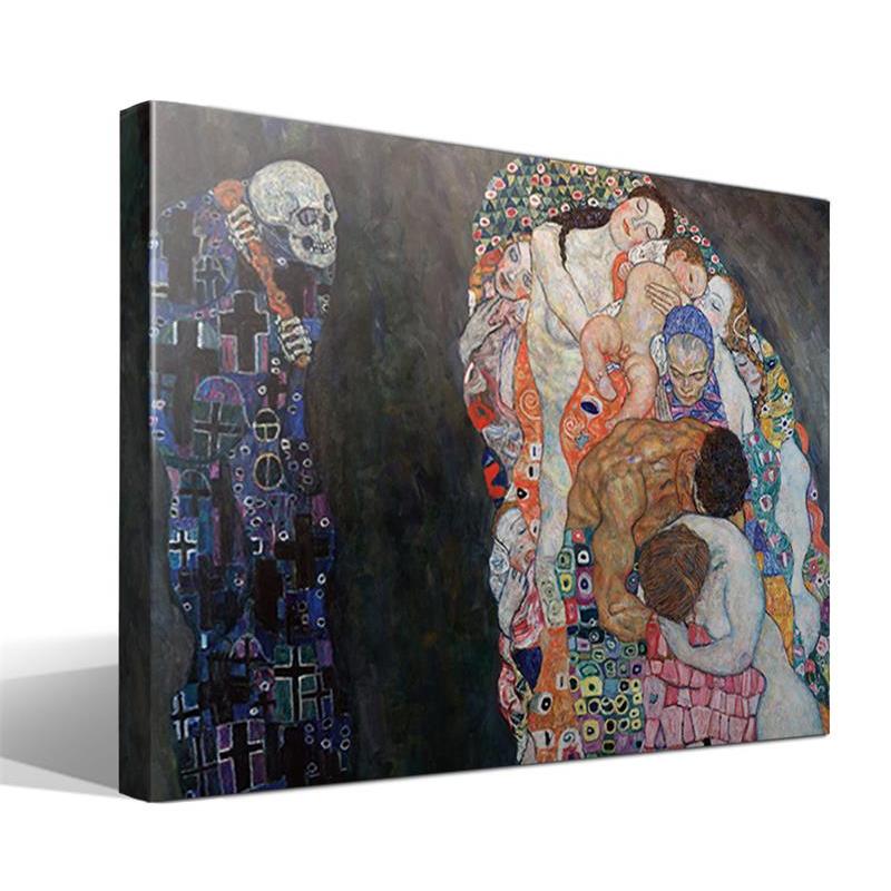 Cuadro Canvas La Muerte y la Vida de Gustav Klimt - Alta Resolución - Lienzo 100% Algodón - Bastidor de Madera - Calidad Superior