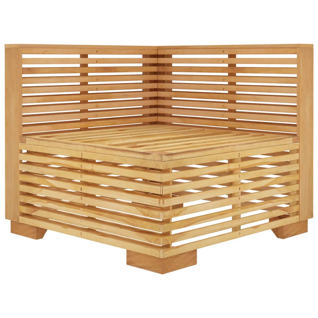 vidaXL Sofá esquina jardín con cojines color crema madera maciza teca
