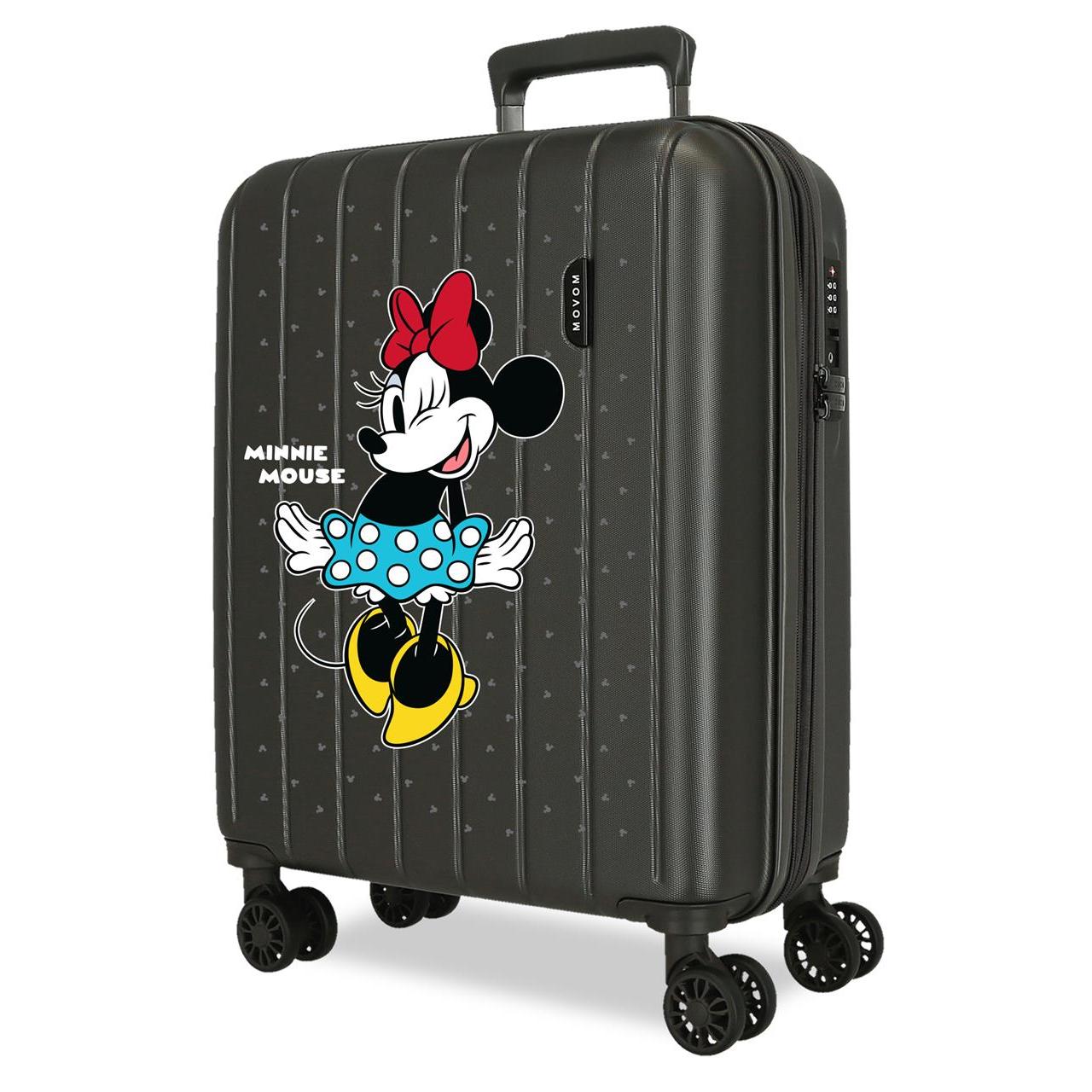 Maletas de Cabina Disney con Diseño Mickey y Minnie, 40x55x20 cm, ABS Resistente, 4 Ruedas Multidireccionales y Capacidad Expandible hasta 5 cm