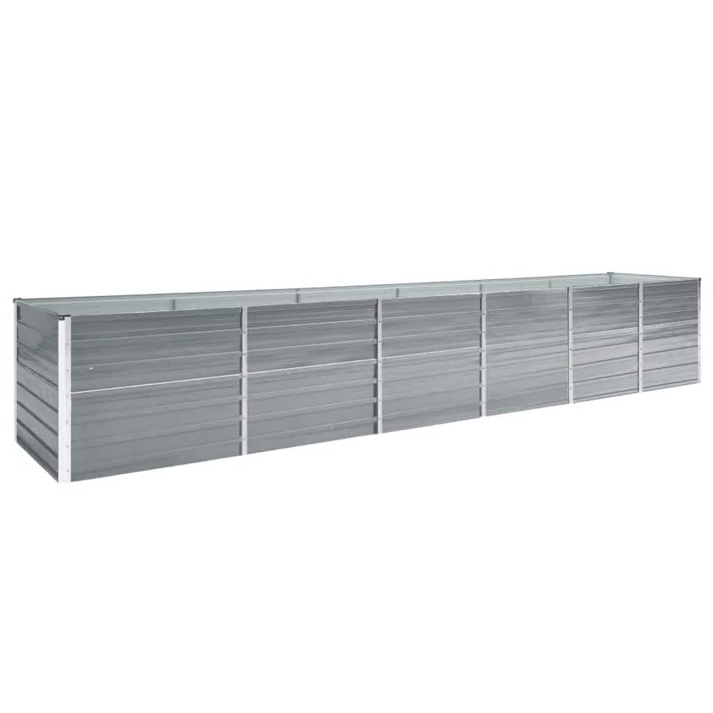 vidaXL Arriate de jardín de acero galvanizado gris 480x80x77 cm