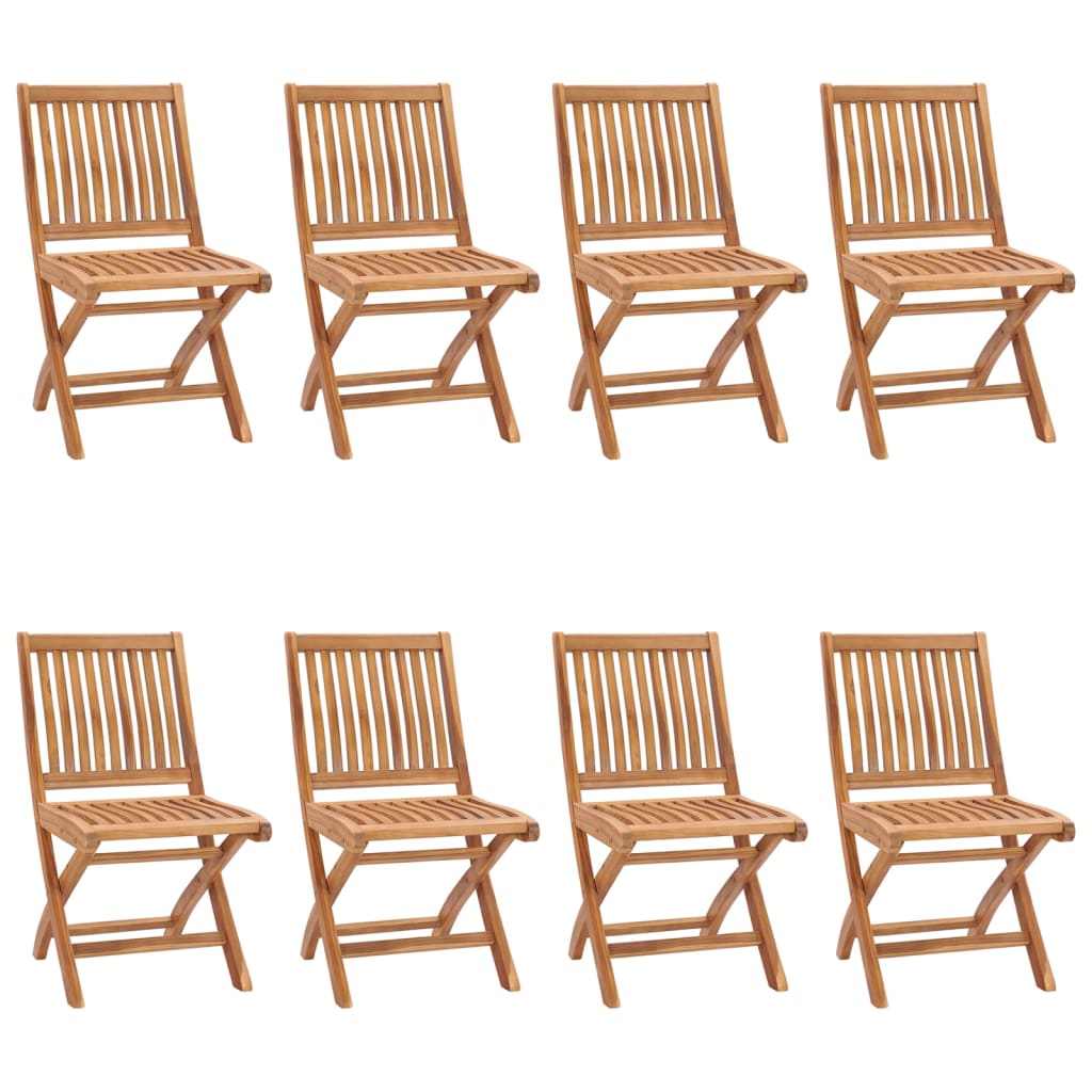 vidaXL Sillas de jardín plegables 8 unidades madera maciza de teca