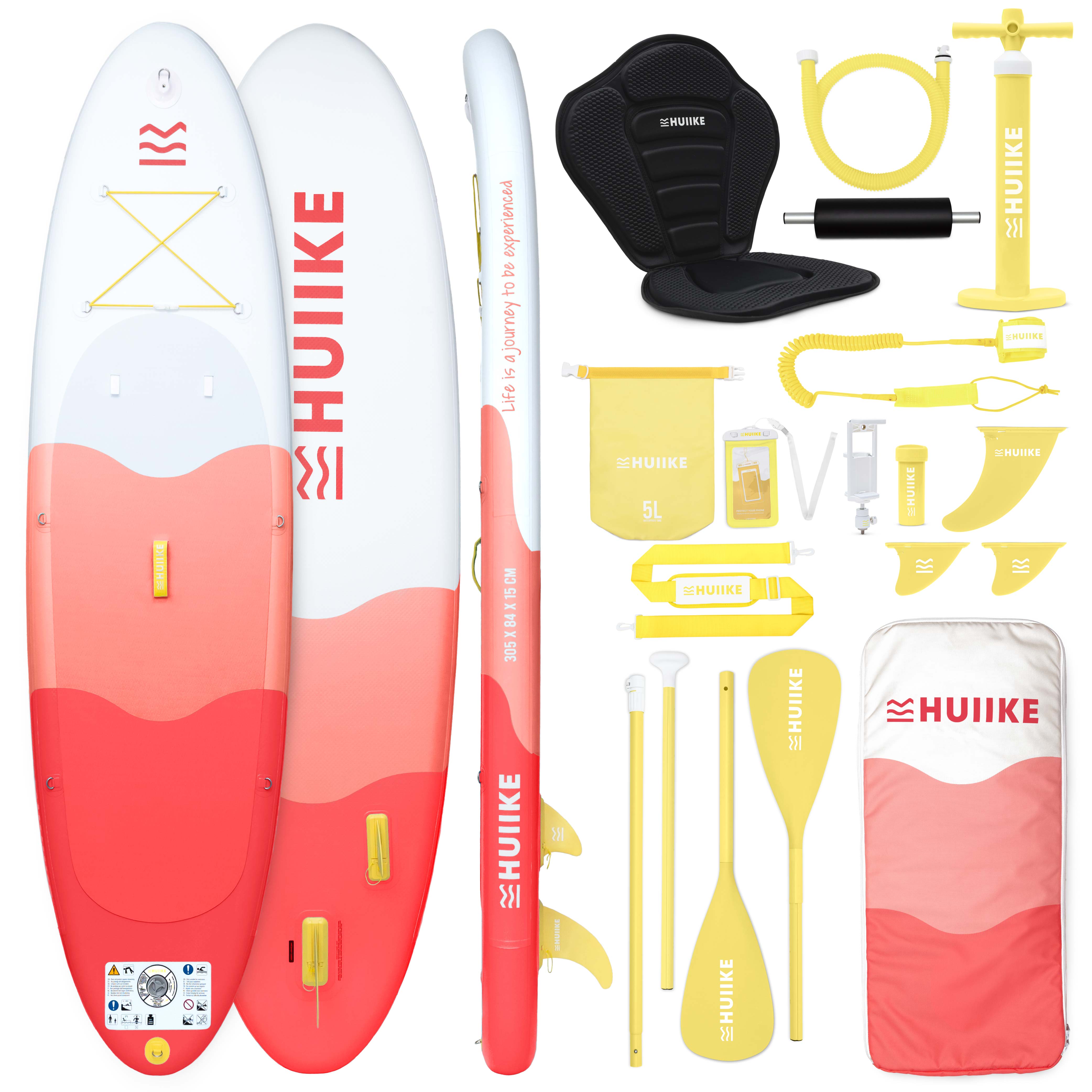 Tabla Paddle Surf Hinchable con Accesorios Premium - HUIIKE | Tabla Padel Surf Hinchable con Remo Doble Uso y Asiento Kayak | Stand Up Paddle Board Gran Estabilidad y Resistencia | Pádel SUP Board