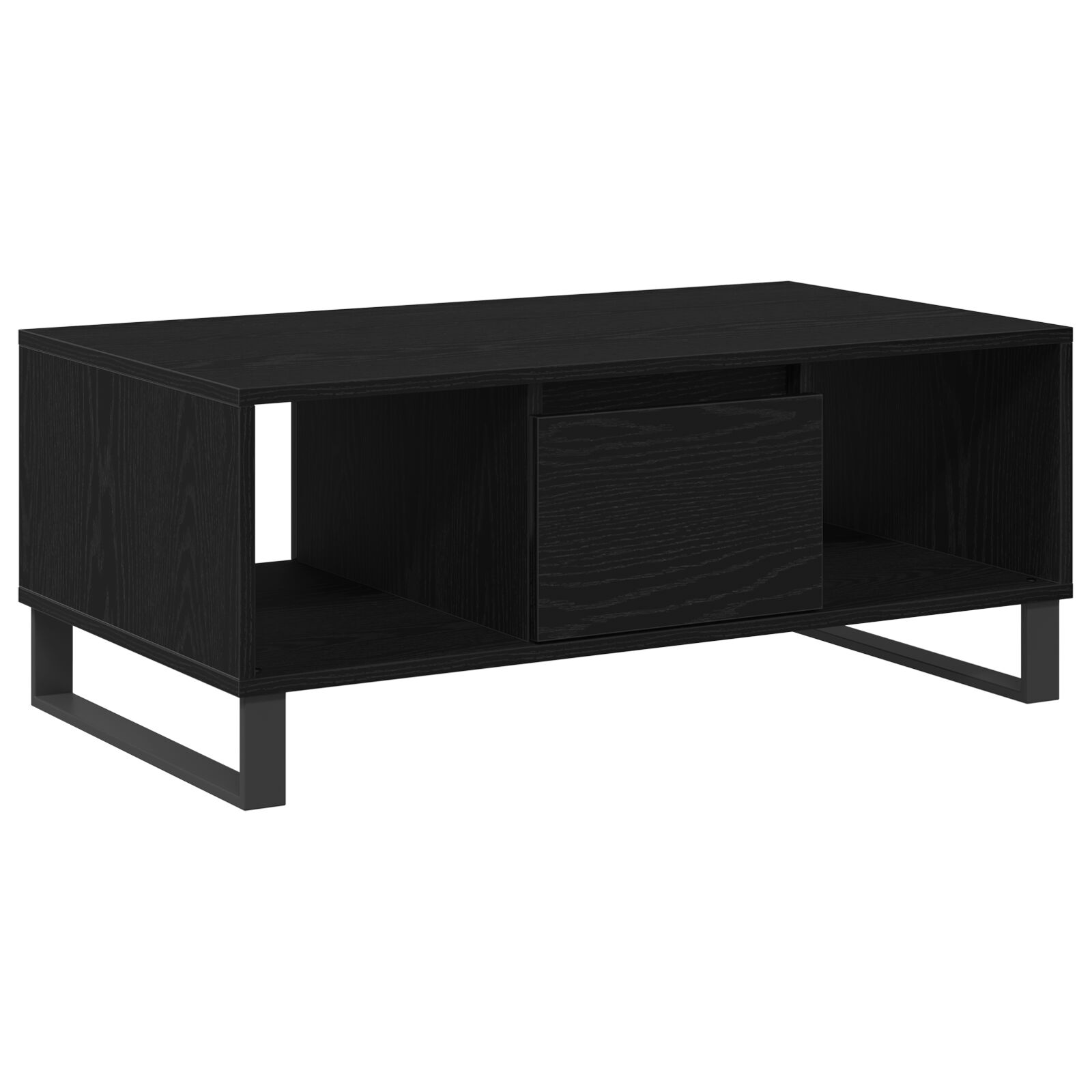 Mesa de café vidaXL Negro Roble 90x50x36,5 cm Madera engineered