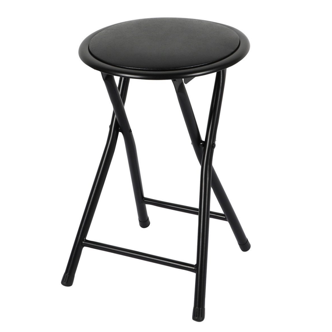 STARLEY-Taburete plegable acolchado,Silla plegable portátil y ligera para Cocina, Comedor, Salón, Dormitorio,Color negro,30 x 30 x H 45 cm