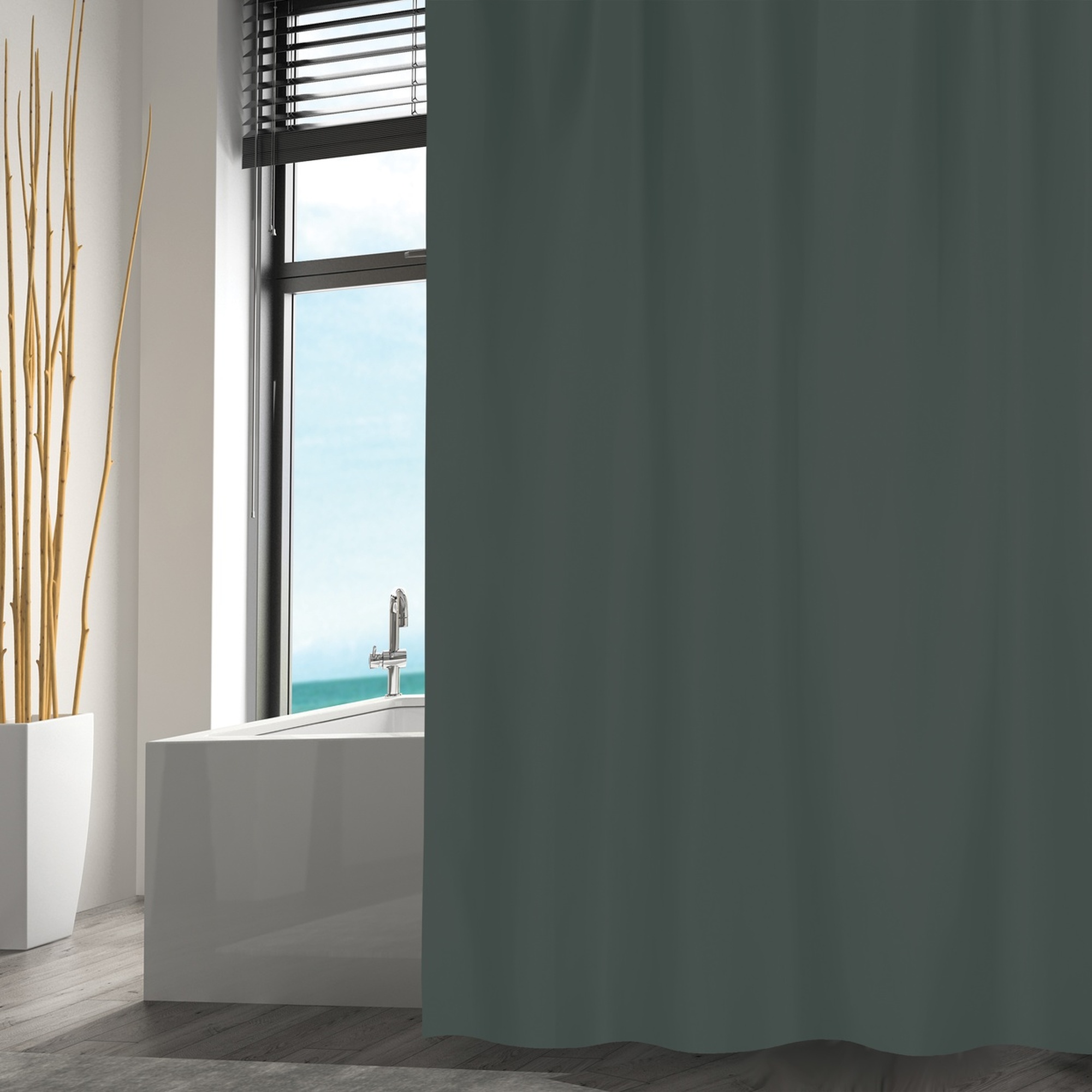 CORTINA DUCHA 180X200CM VERDE OSCURO S/S ANILLAS