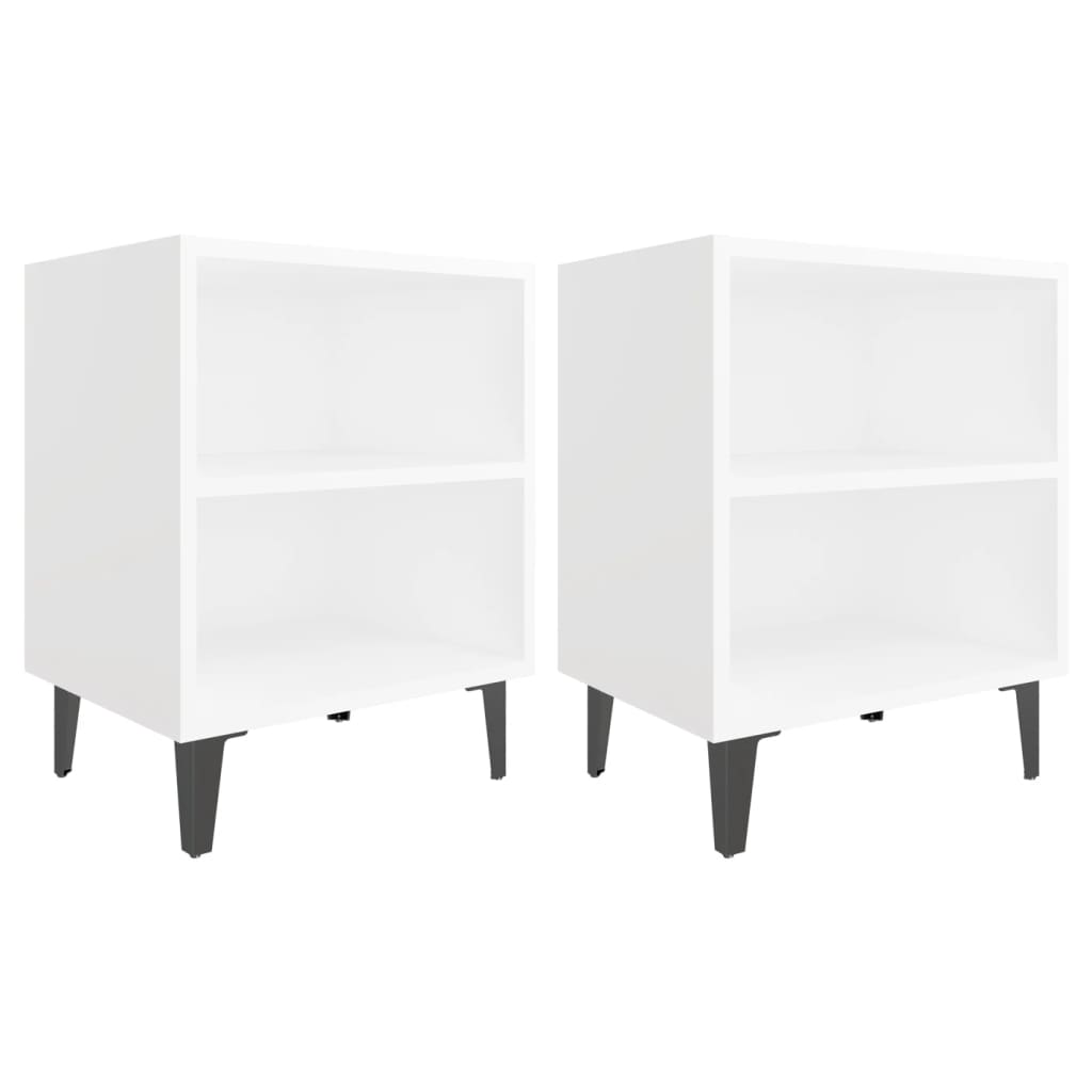 Vidaxl Mesitas de Noche Patas de Metal - Pack de 2 - Blanco, Negro, Gris - 40x30x50 Cm