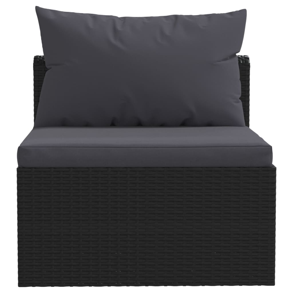 vidaXL Set de sofás de jardín 4 piezas y cojines ratán sintético negro