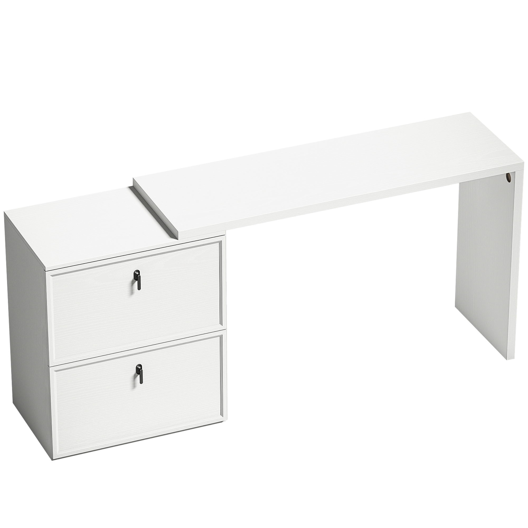 HOMCOM Escritorio Reversible en Forma de L, Mesa de Escritorio con 2 Cajones Archivadores, Diseño Moderno para Espacios Pequeños, Oficina en Casa, Blanco