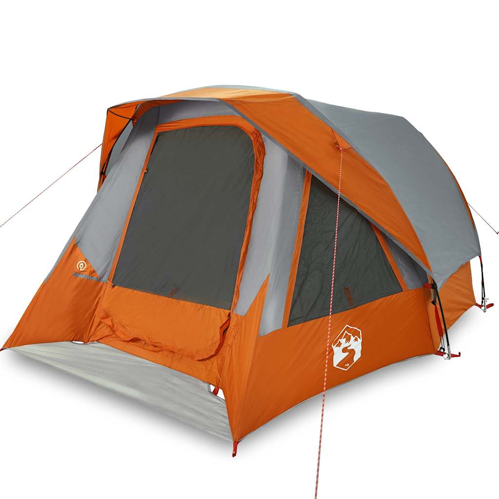 vidaXL Tienda de campaña para 4 personas impermeable gris y naranja