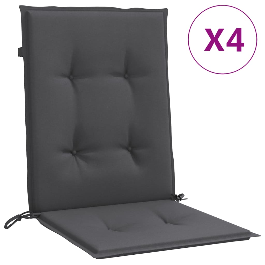 Vidaxl Cojines Silla Respaldo Bajo 4 Ud Tela 100x50x4 Cm Color Antracita Melange