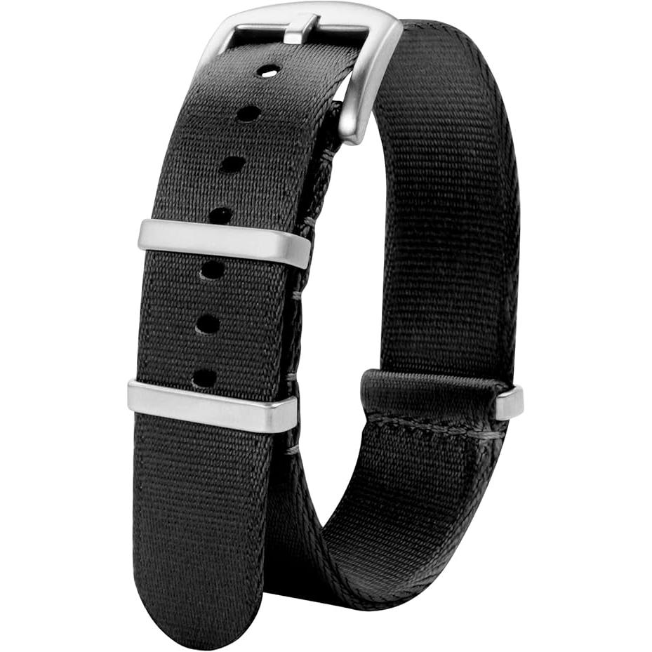Correa de reloj de nailon - Correa de reloj suave para hombres y mujeres - Correa de repuesto para reloj inteligente Sailcloth con cierre - 20 mm, color negro