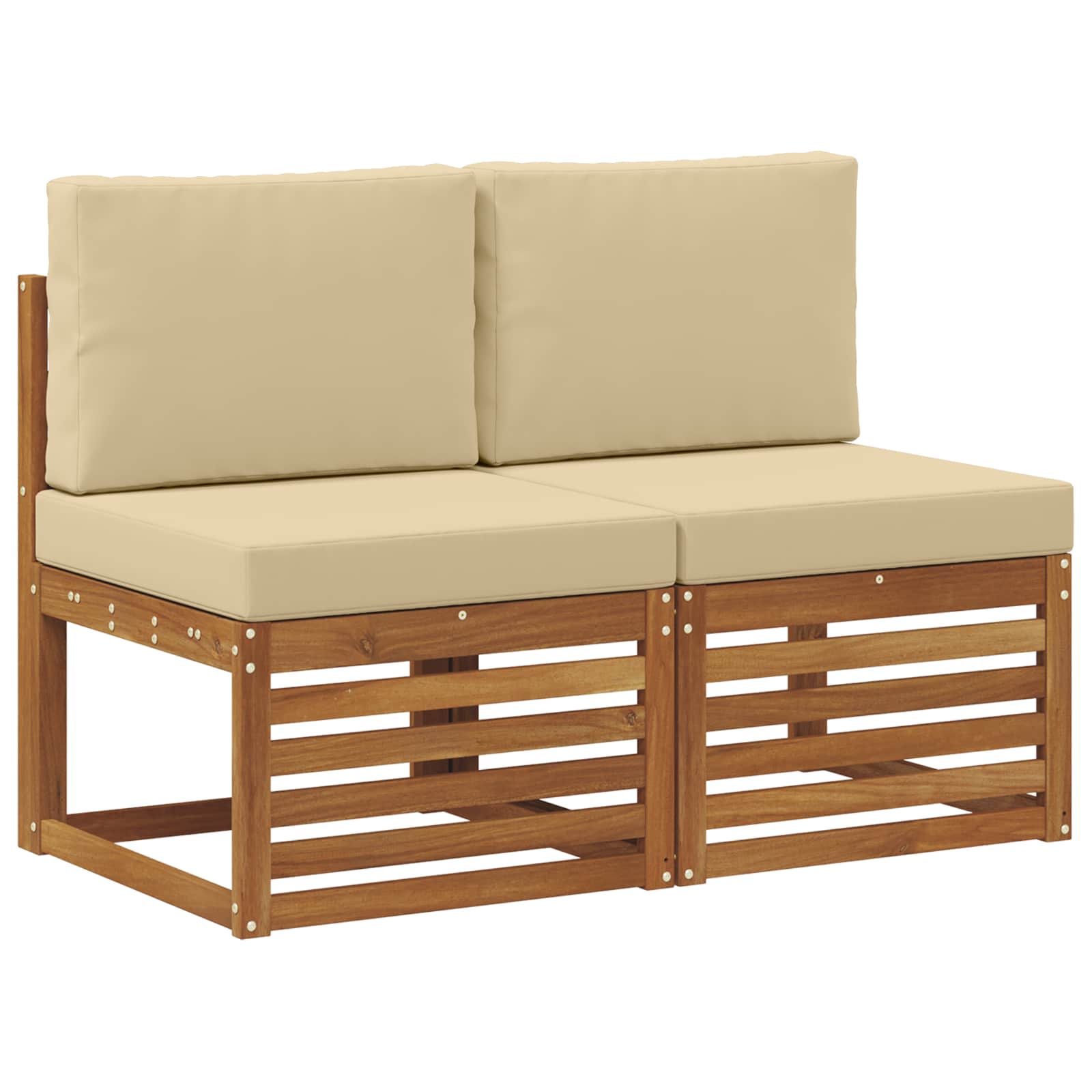 vidaXL 2 Pieza Sofá intermedio de exterior Madera de Acacia Sólida