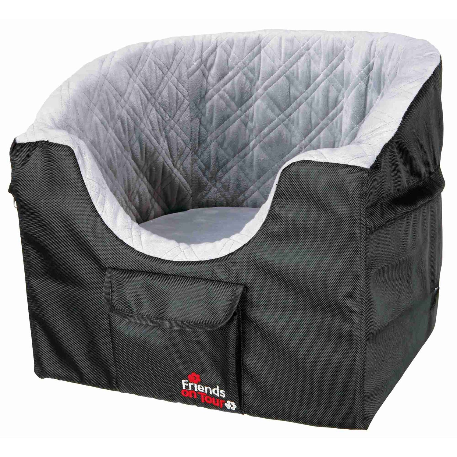 Trixie Asiento para Coche Negro/Gris para Perros Pequeños con Compartimento Extra y Cojín Extraíble