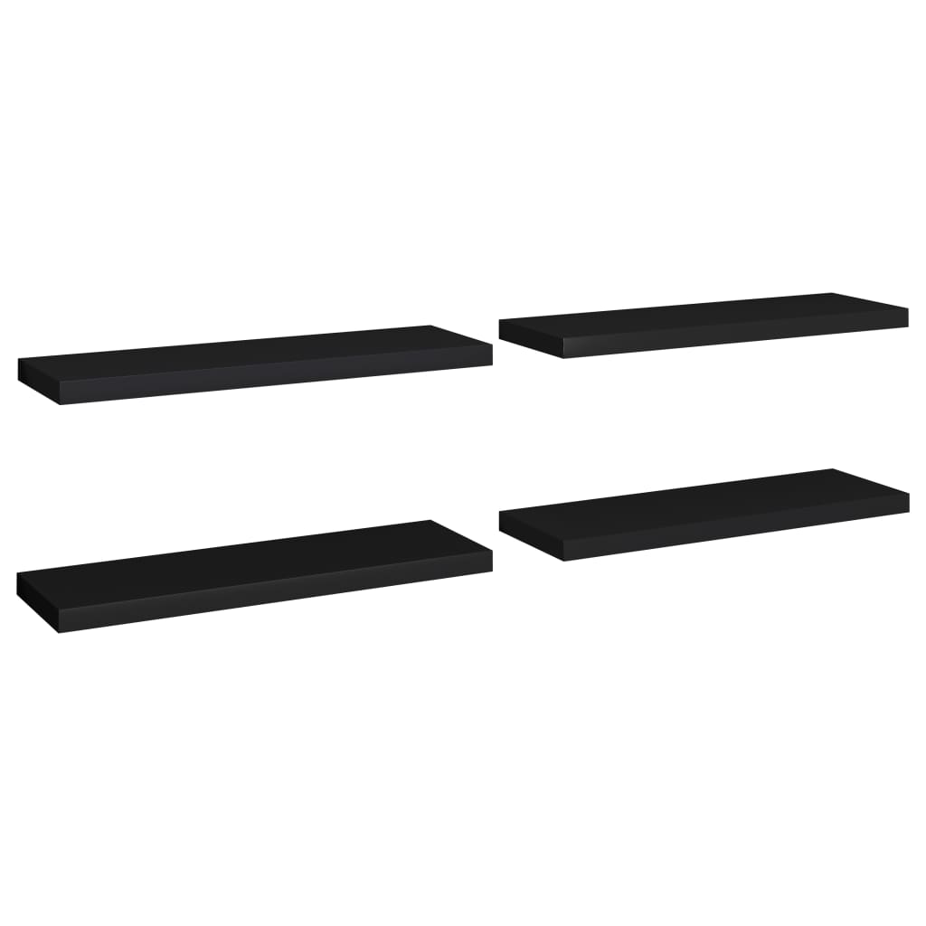 vidaXL Estantes flotantes de pared 4 uds MDF 80x23,5x3,8 cm Blanco brillante, negro brillante, gris brillante Mueble Almacenaje Estantería para Oficina, Estudio, Dormitorio Estantería/Librería/ mueble de Almacenamiento