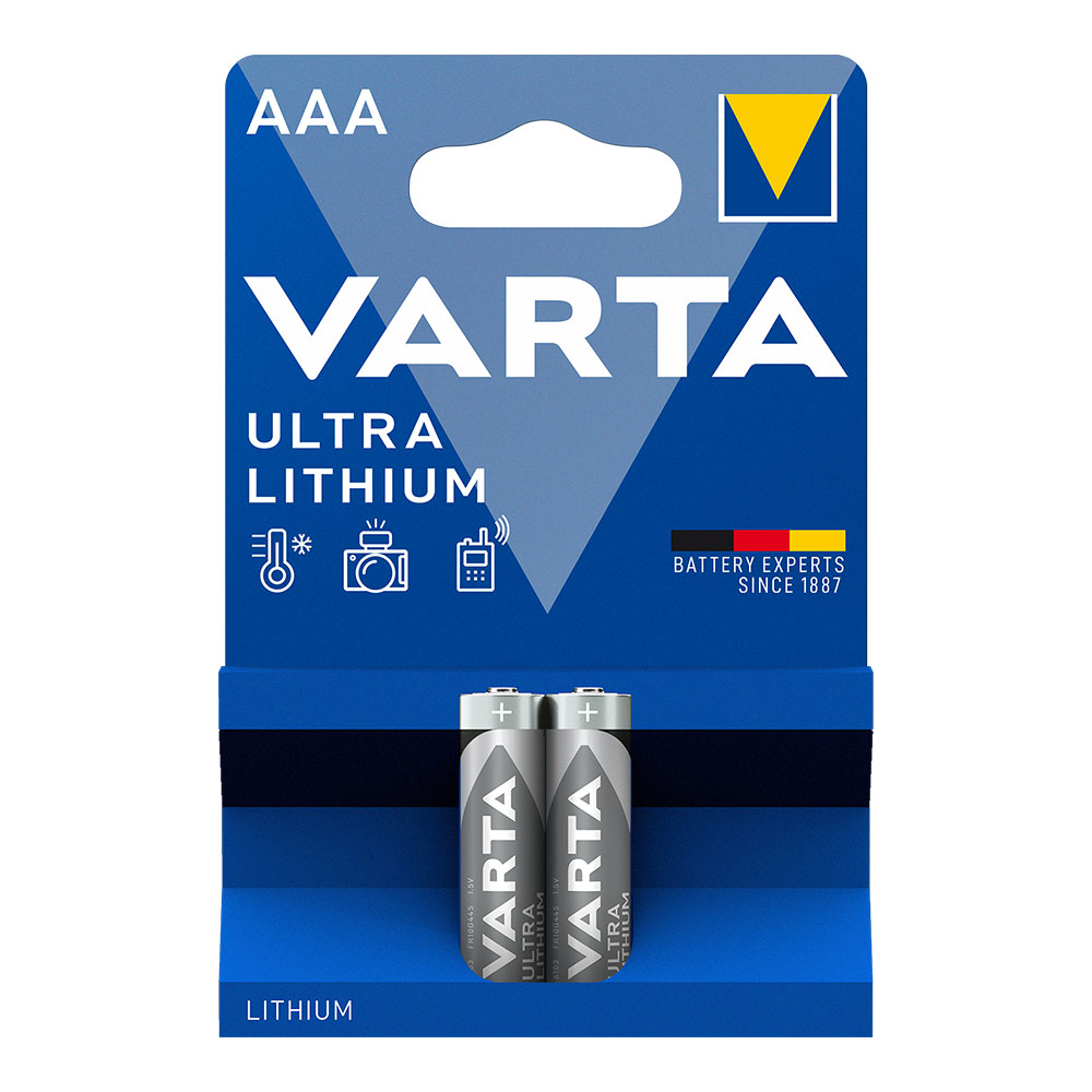 Pila varta ultra lithium aaa - lr03 (blister 2 unid) ø10,5x44,5mmi