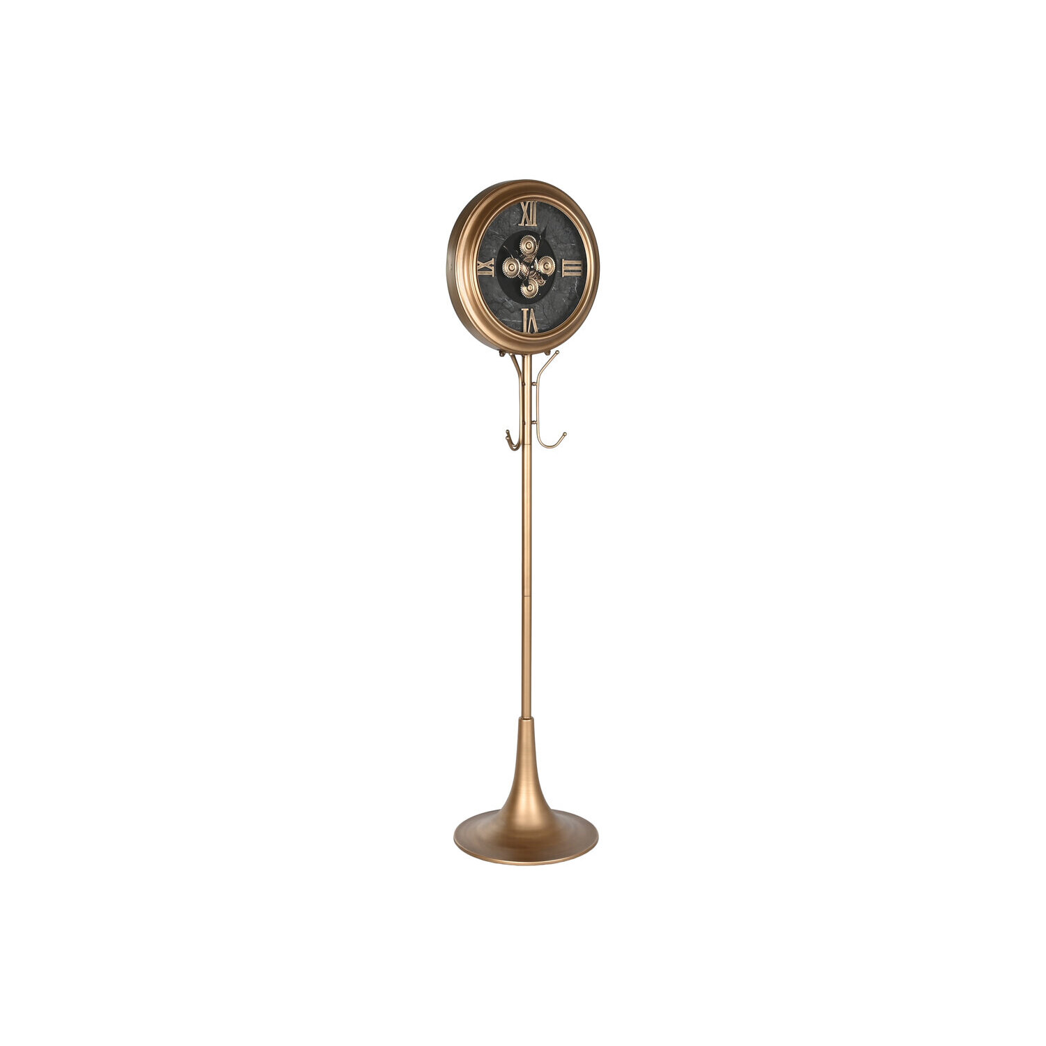 Reloj pie metal cristal 45x40x178 perchero dorado , El mejor complemento para tu hogar.