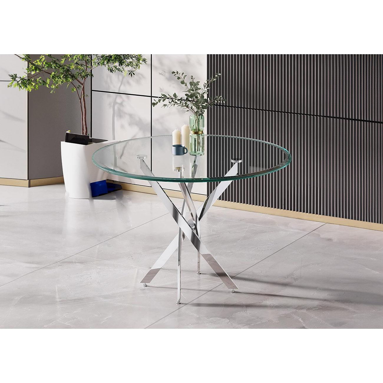 Mesa Redonda de Cristal Templado 120cm DT. Comedor o Cocina, Gris