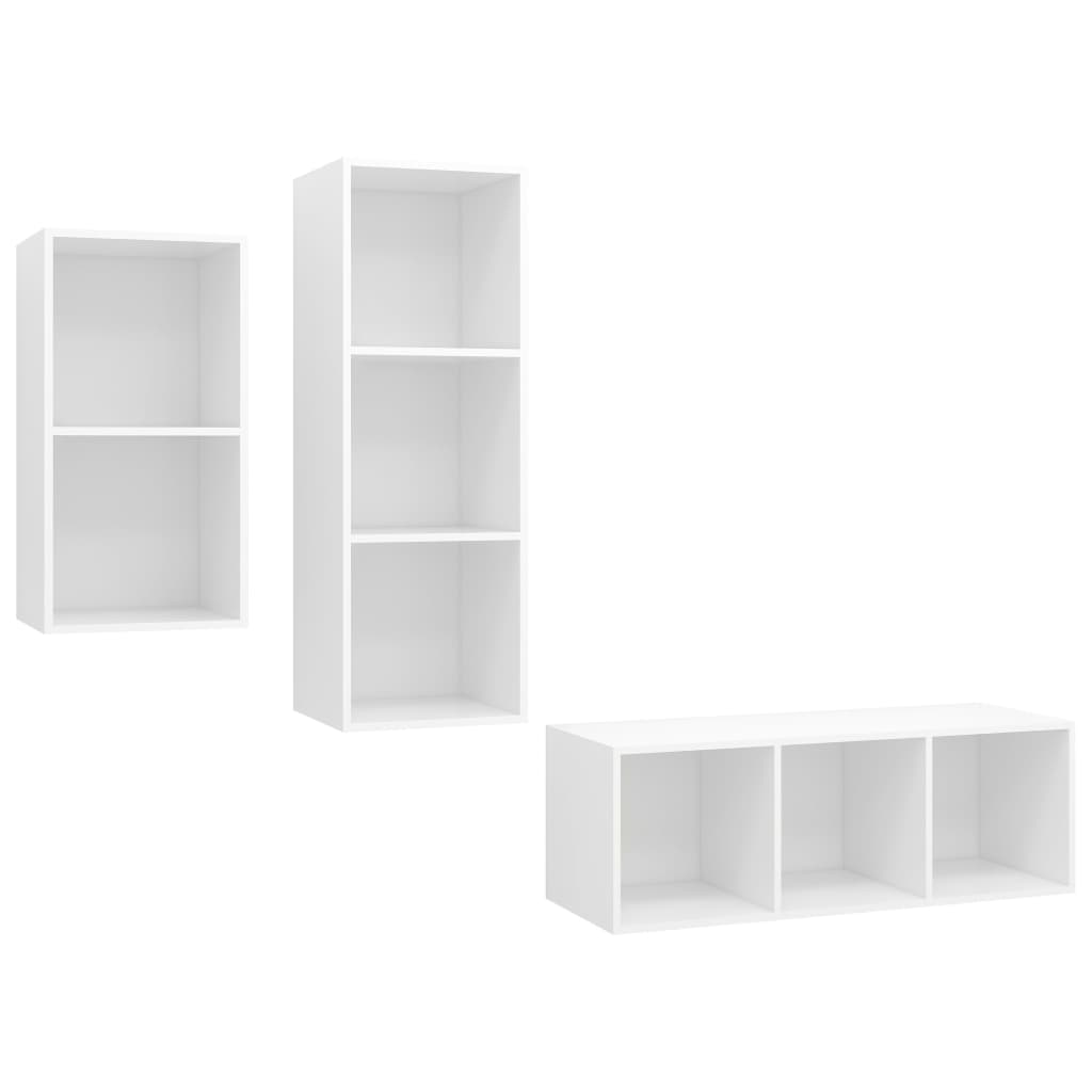 vidaXL Set de mueble para TV 3 piezas madera contrachapada, Mueble de Salon, Mueble TV, Mueble TV salon, Mesa de TV, Mueble tele