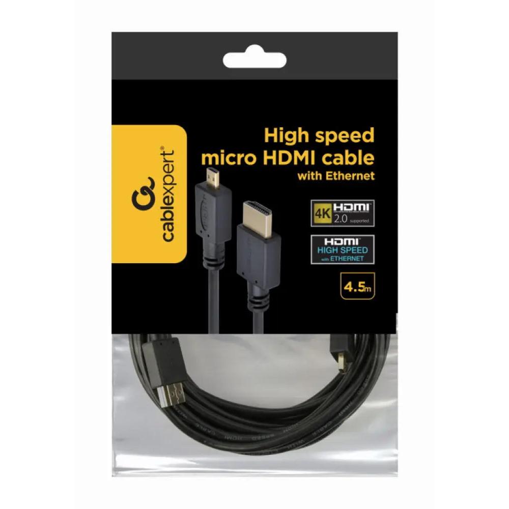 Cable HDMI Gembird 4.5m HDMI Tipo A a Micro HDMI Tipo D 4K UHD 3D Negro